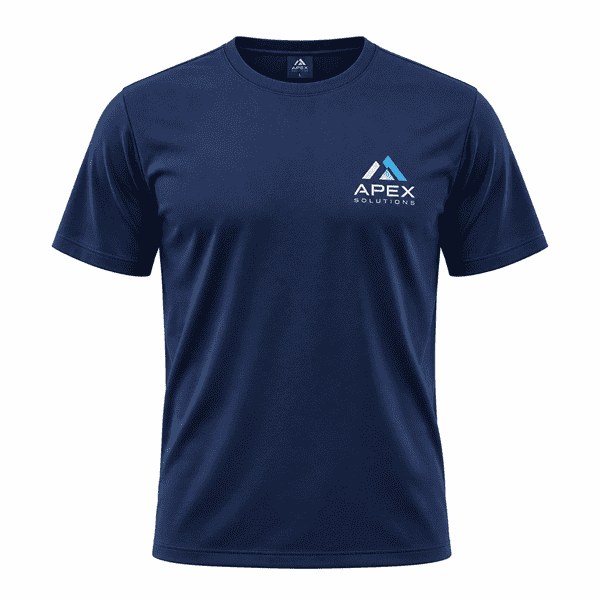 Custom polyester T-shirt with logo printed on front