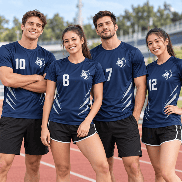 Custom polyester T-shirts for sports teams with logo and number