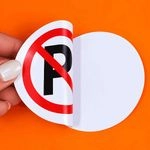 Front adhesive no parking sticker with peel backing