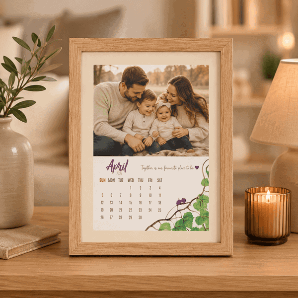 Personalised family photo calendar frame