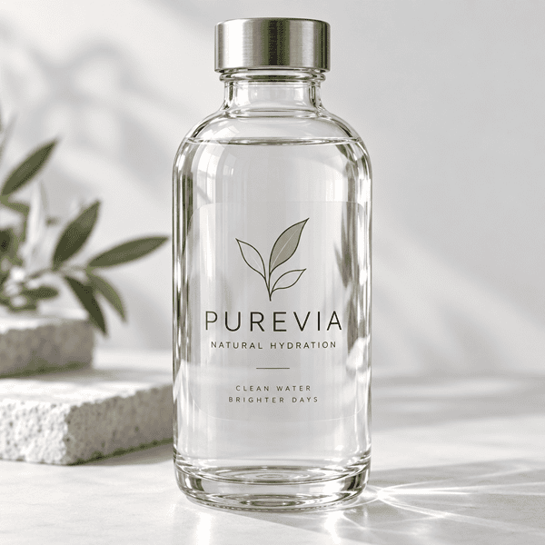 Transparent sticker applied on clear glass bottle