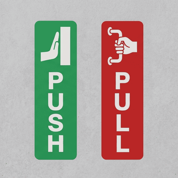 Push Pull Stickers for Doors | Custom Glass Door Signs