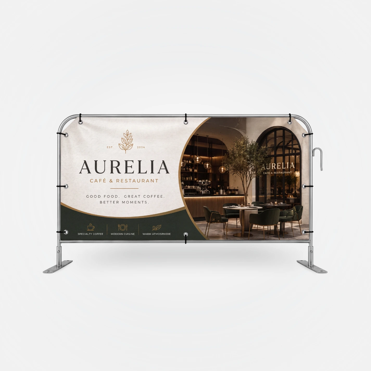 Crowd Control Barrier - Banners - Single Sided - ACafe Restaurant