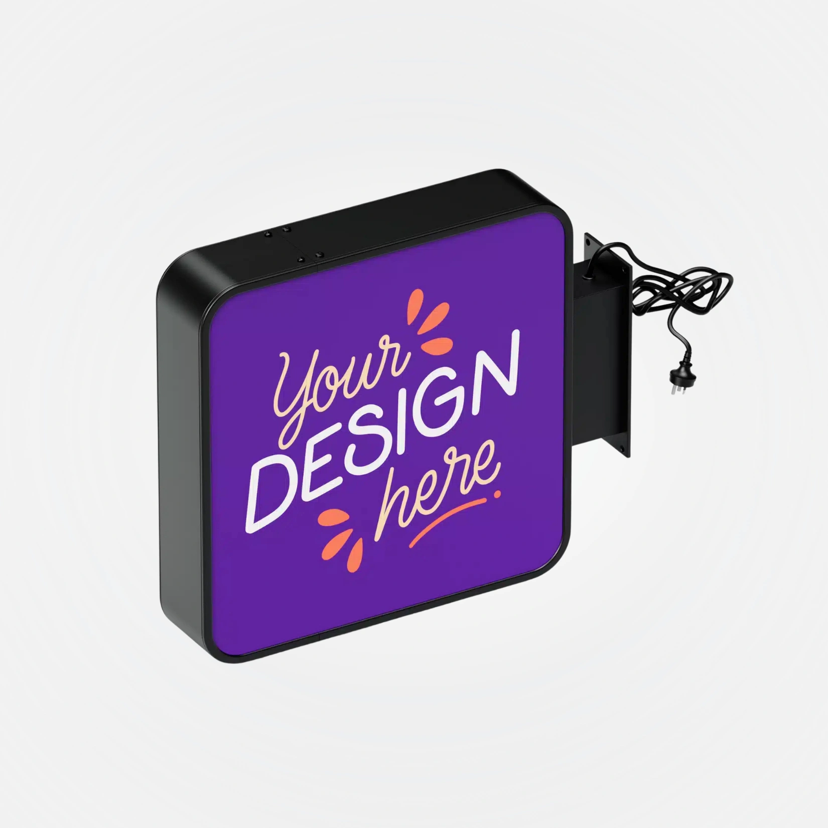 Signage - Wall Light Box - Curve - Black - Mock Up
