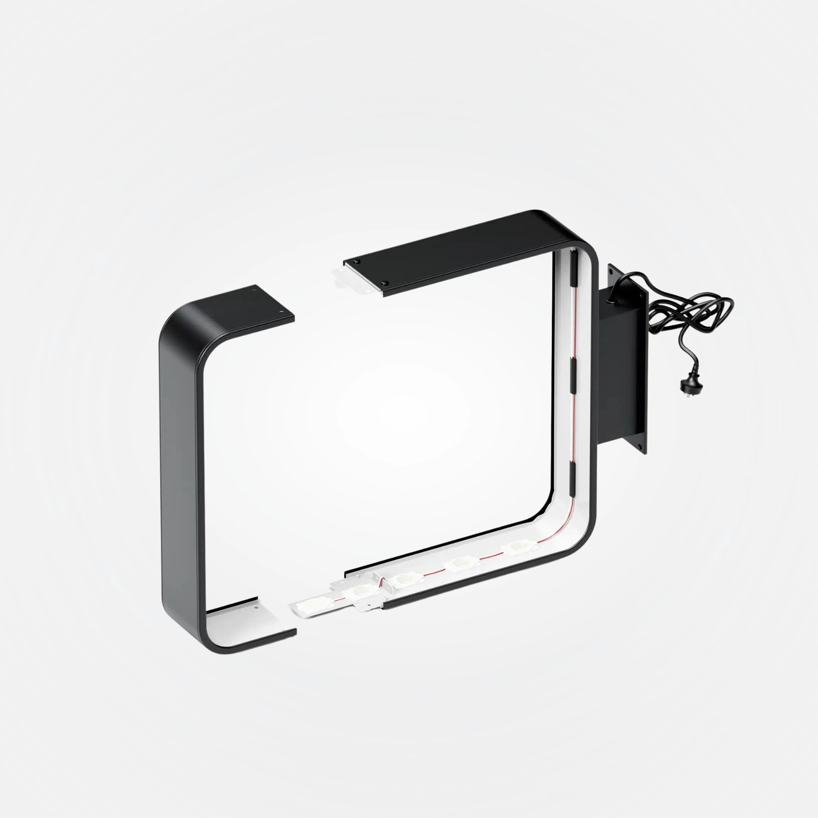 Signage - Wall Light Box - Curve - Black - Parts