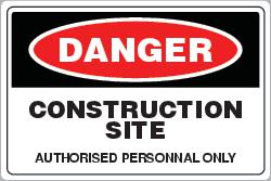 Construction Site Authorised Personnel Only Danger Safety Sign 900x600
