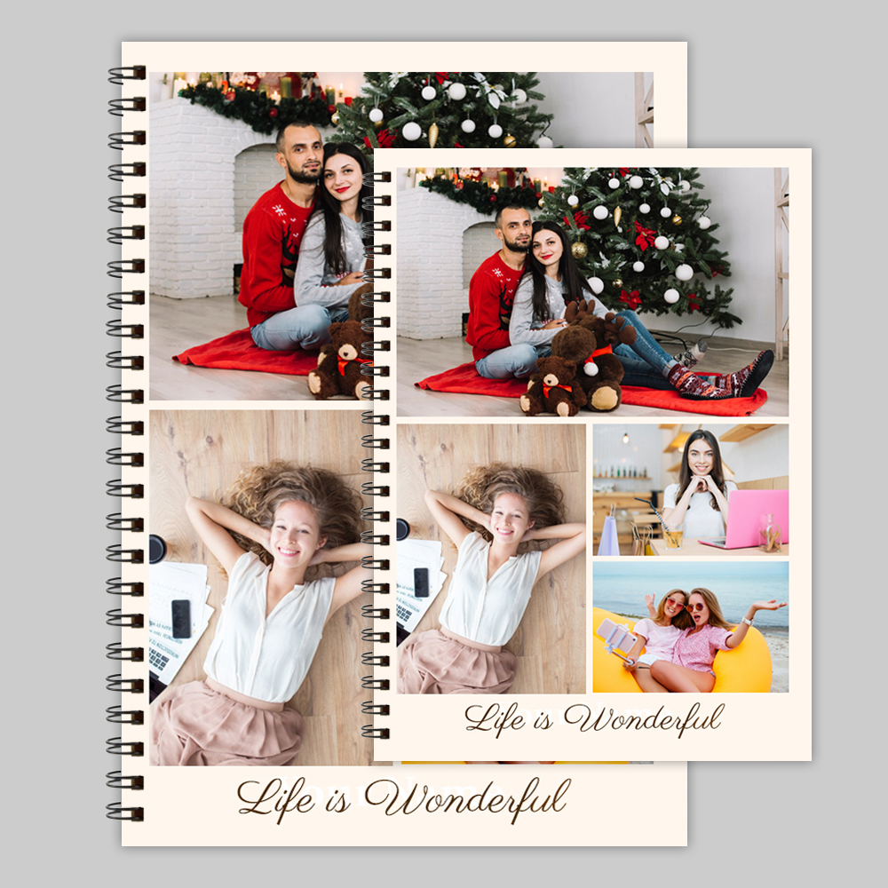 Notebook Photo Card Personalised Notebook - 4 Photos and Message