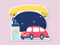 Baby Bottle and Red Car