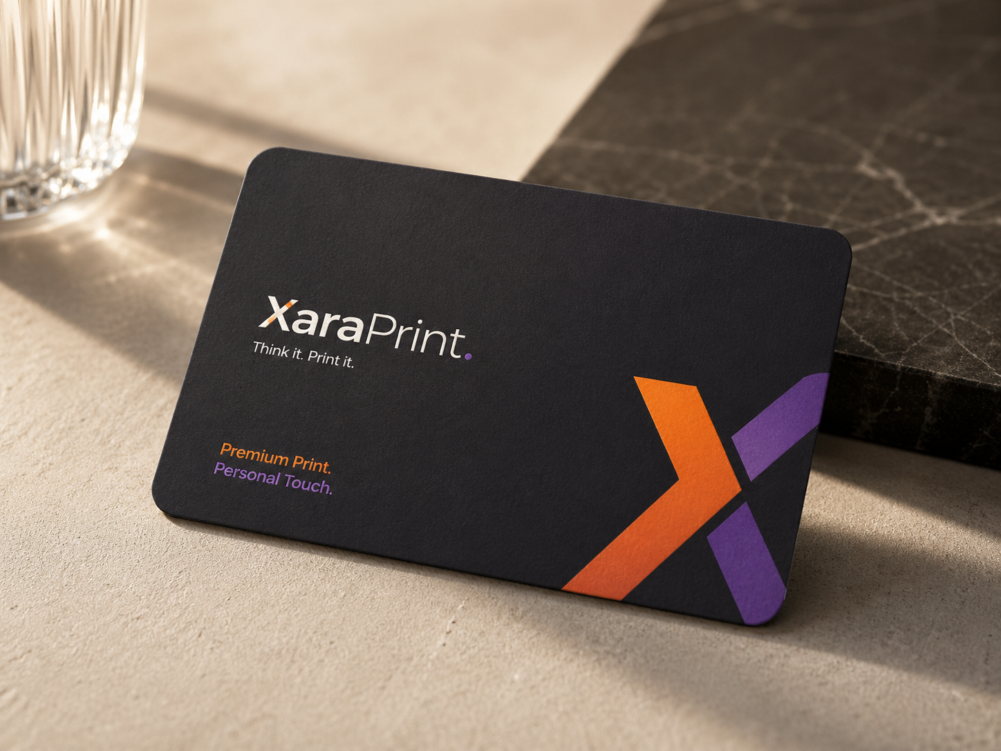 Premium soft-touch business card close-up with smooth finish